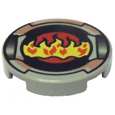 Part 4150px8 Light Gray Tile, Round 2 x 2 with Flame and Sand Red Border Pattern 